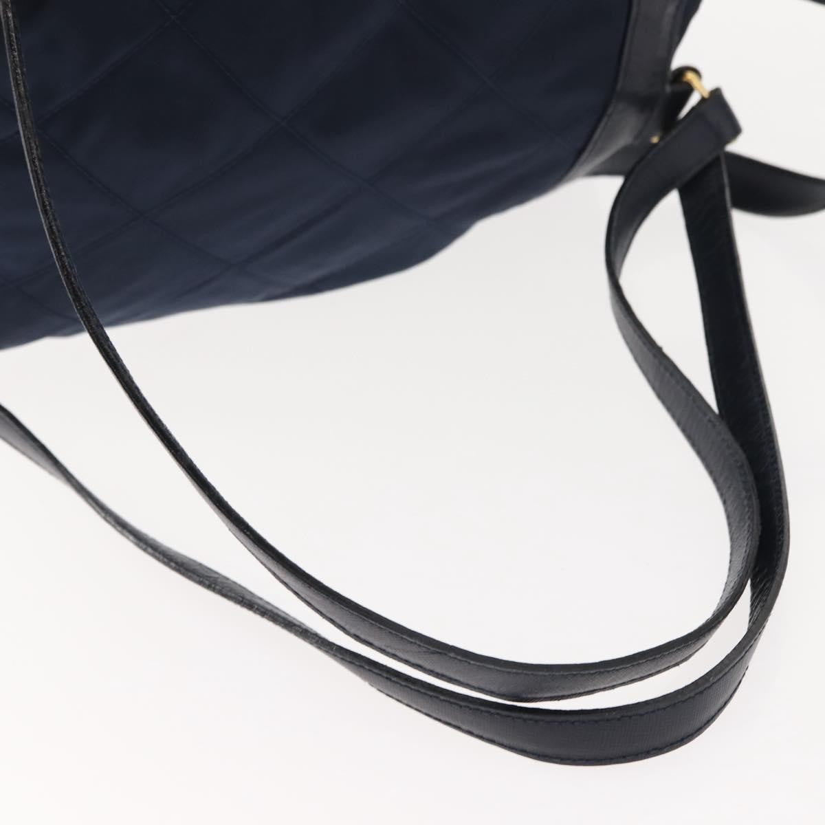 Prada Buckle Backpack Quilted Tessuto Navy Nylon Backpack Bag (Pre-Owned)