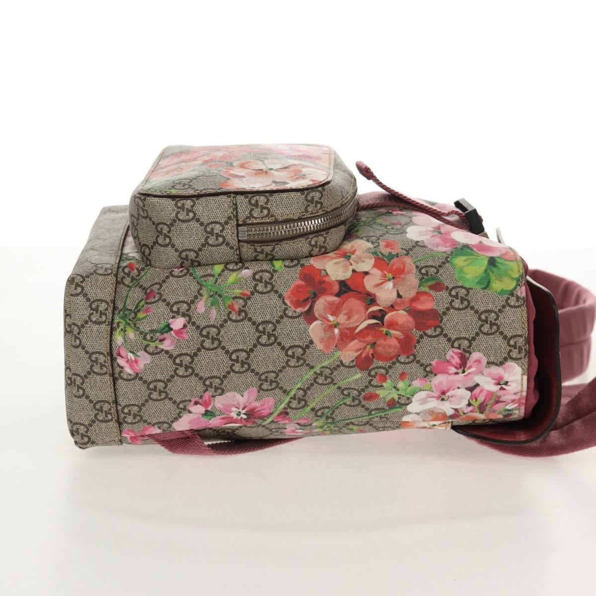 Gucci Buckle Backpack Blooms Print Gg Coated Canvas Beige Canvas Backpack Bag (Pre-Owned)