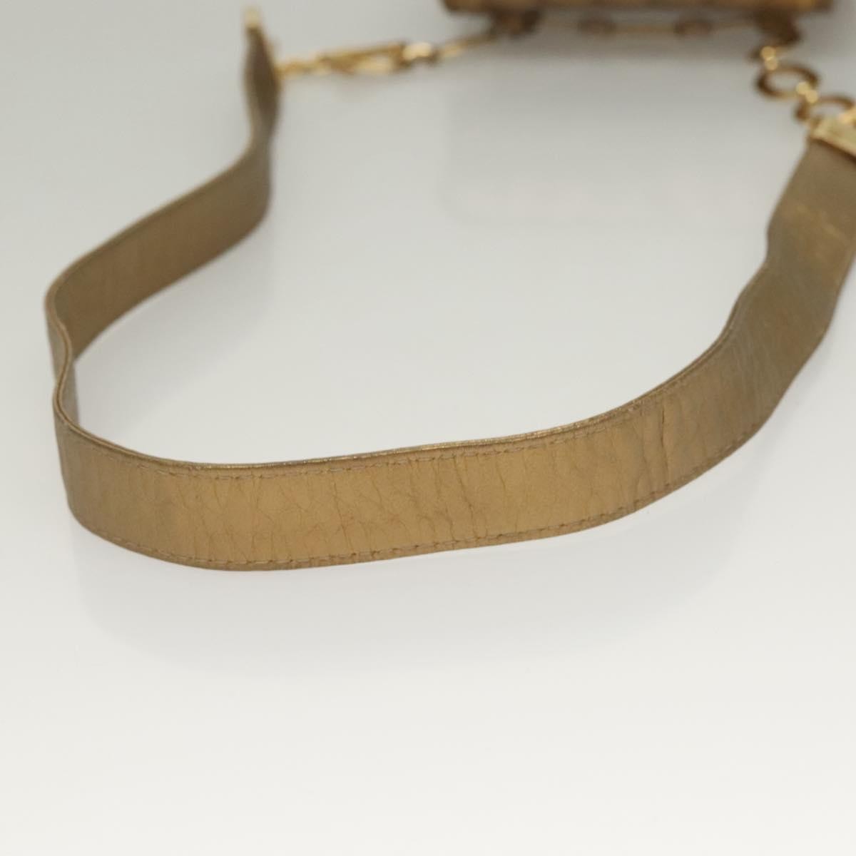 Bottega Veneta Chain Flap Shoulder Bag Leather Gold Leather Shoulder Bag Bag (Pre-Owned)