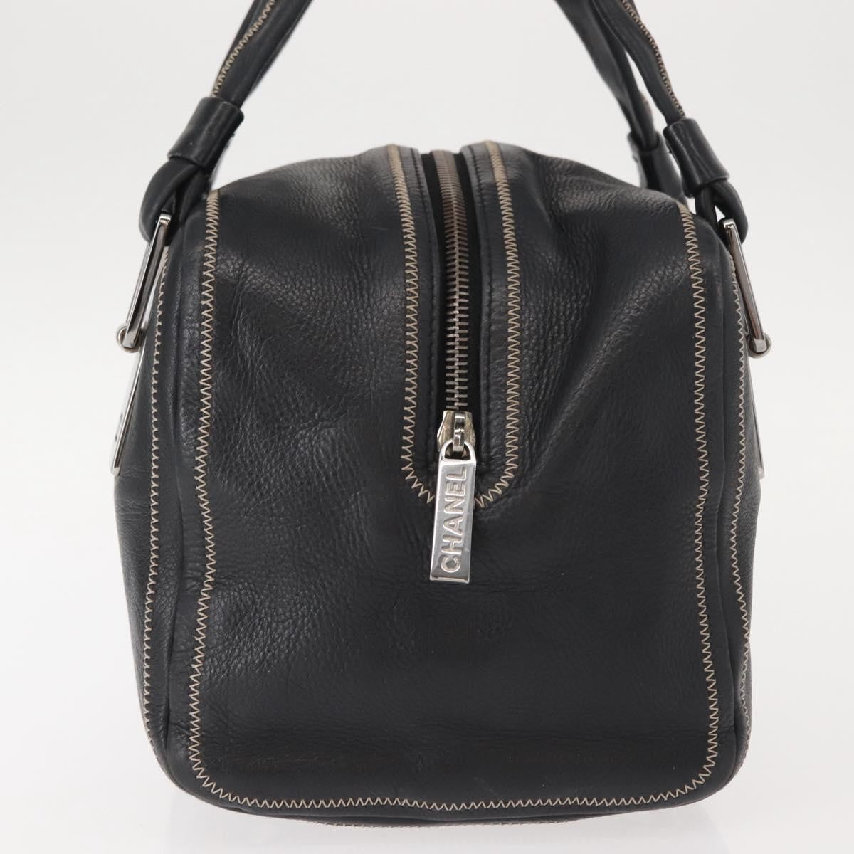 Chanel Cc Bowler Quilted Caviar Black Leather Handbag (Pre-Owned)