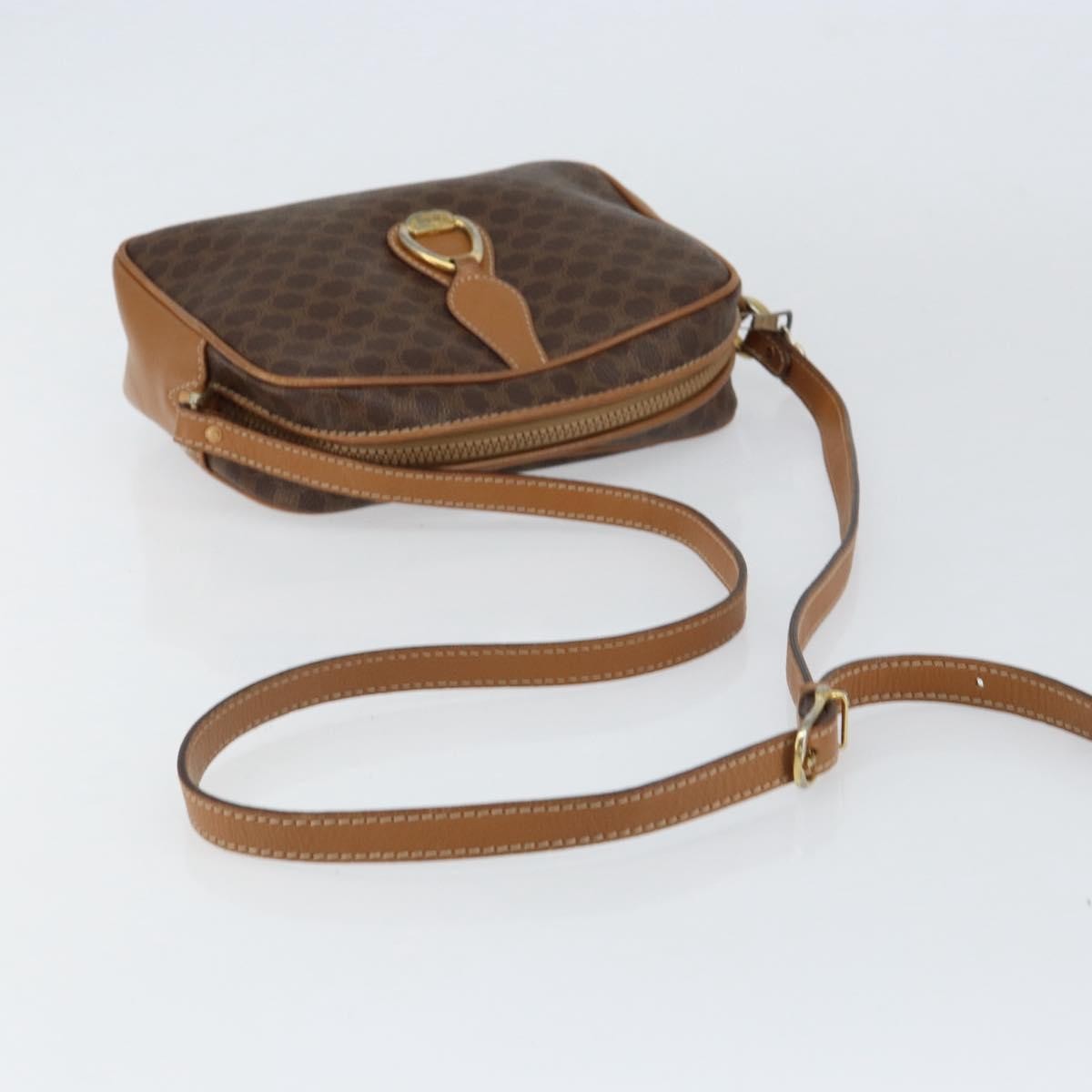 Celine Vintage Macadam Shoulder Bag Canvas And Leather Brown Canvas Shoulder Bag Bag (Pre-Owned)