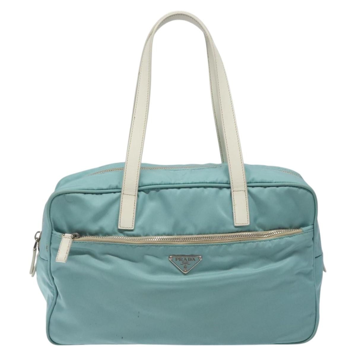 Prada Vintage Handbag Tessuto Blue Nylon Handbag (Pre-Owned)