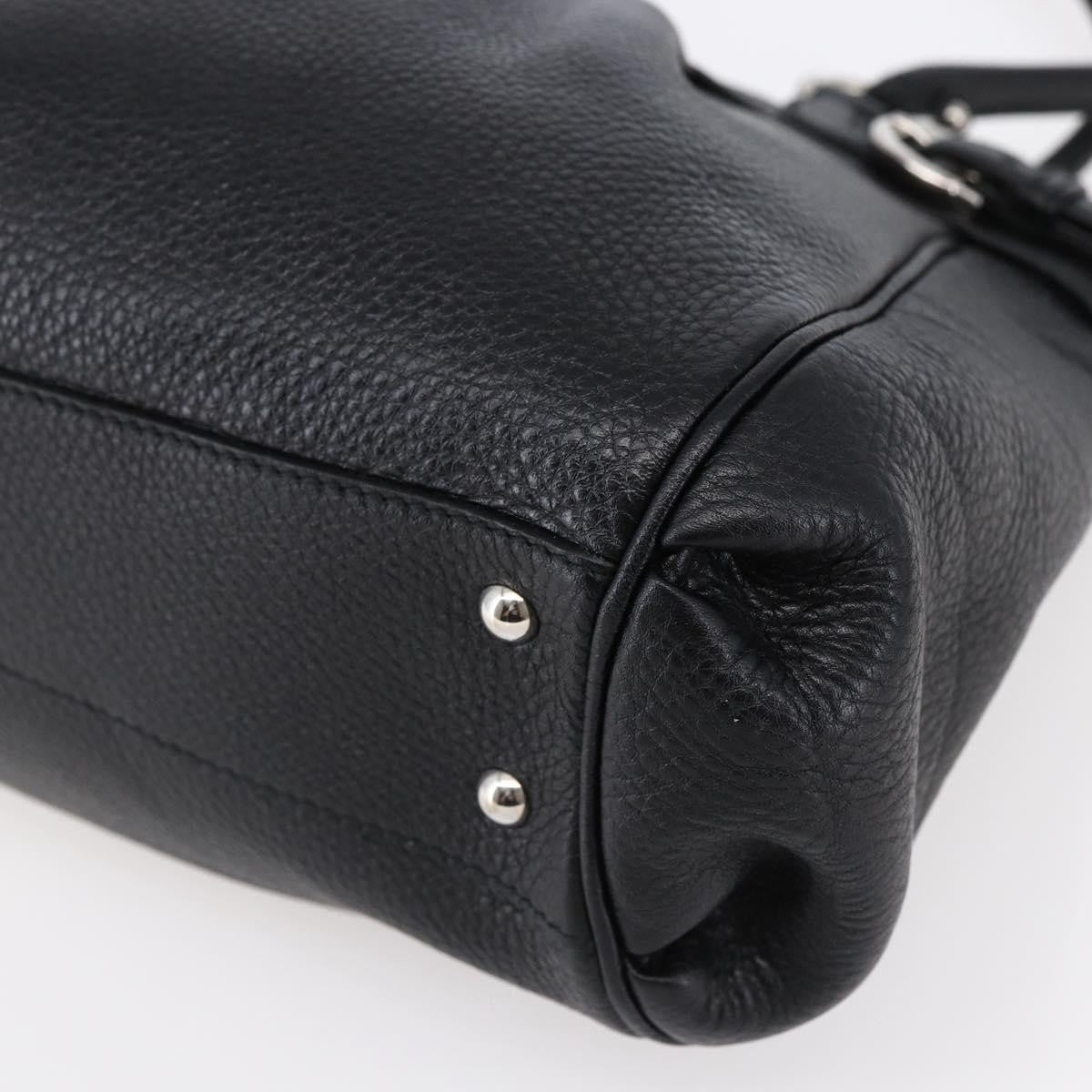 Salvatore Ferragamo Gancini Tote Leather Black Leather Tote Bag Bag (Pre-Owned)