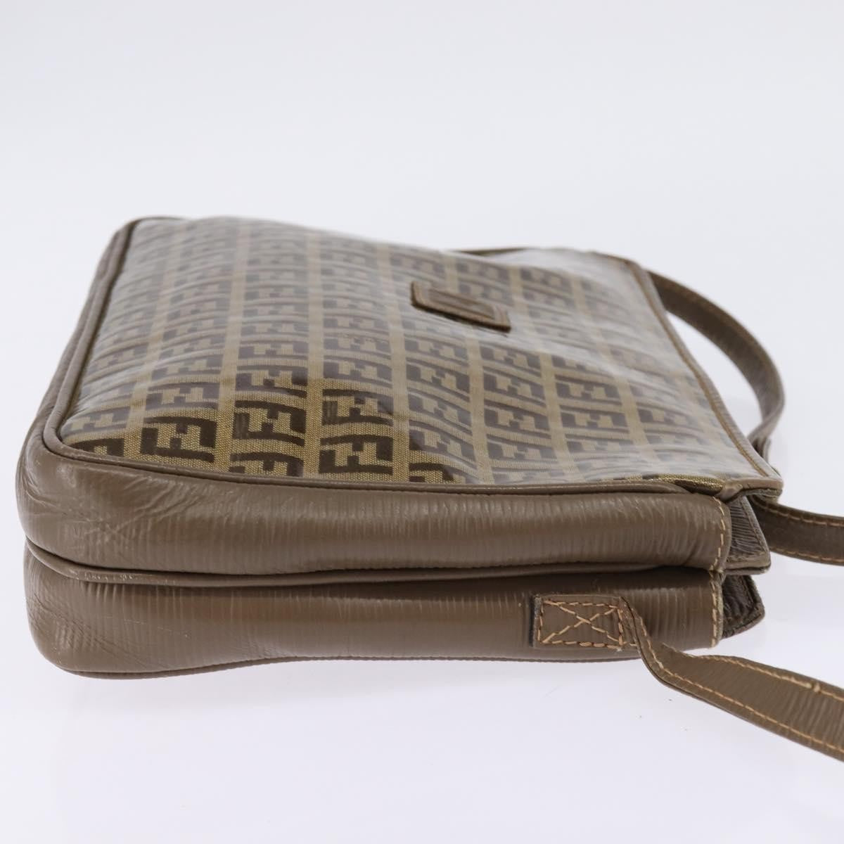 Fendi Vintage Zip Crossbody Bag Zucchino Canvas Beige Canvas Shoulder Bag Bag (Pre-Owned)