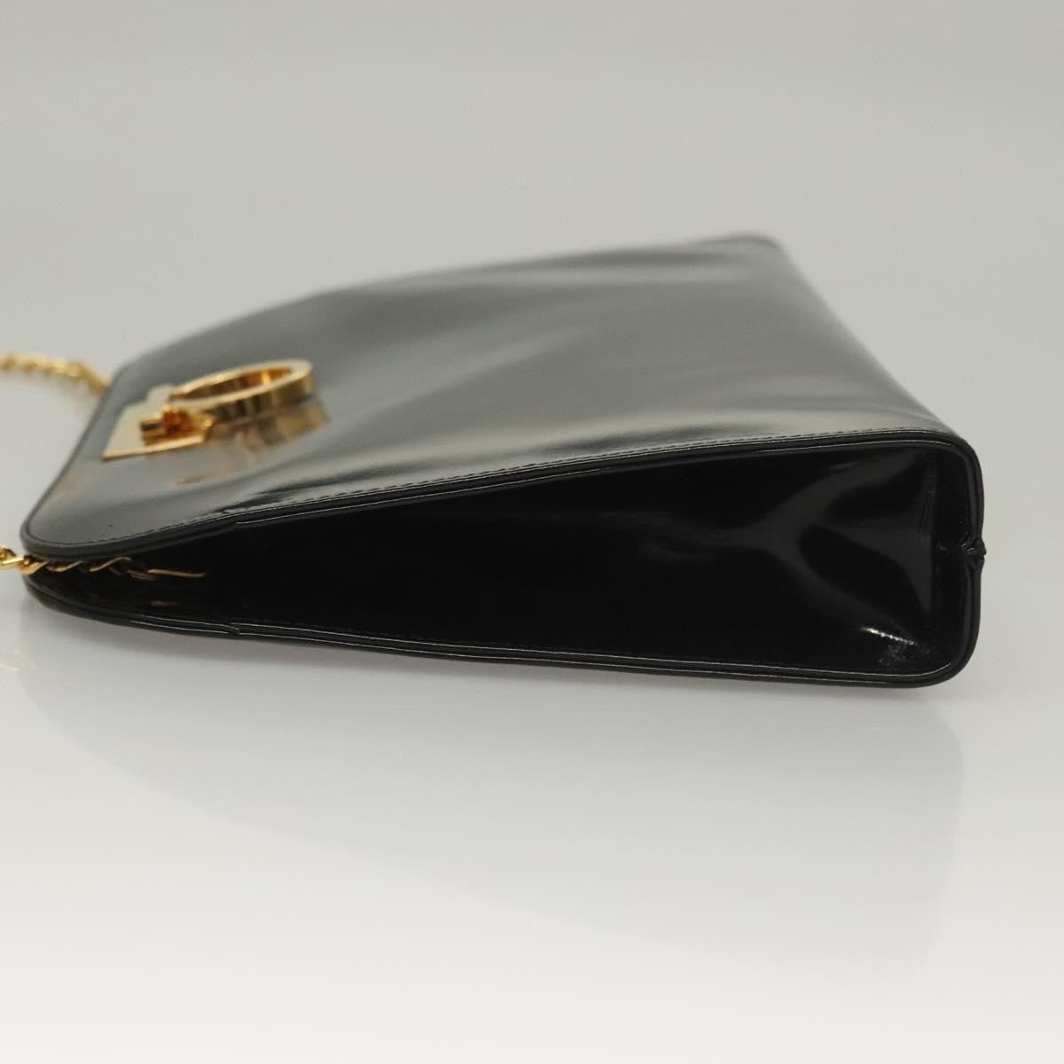 Salvatore Ferragamo Vintage Gancini Chain Shoulder Bag Patent Leather Black Patent_Leather Shoulder Bag Bag (Pre-Owned)