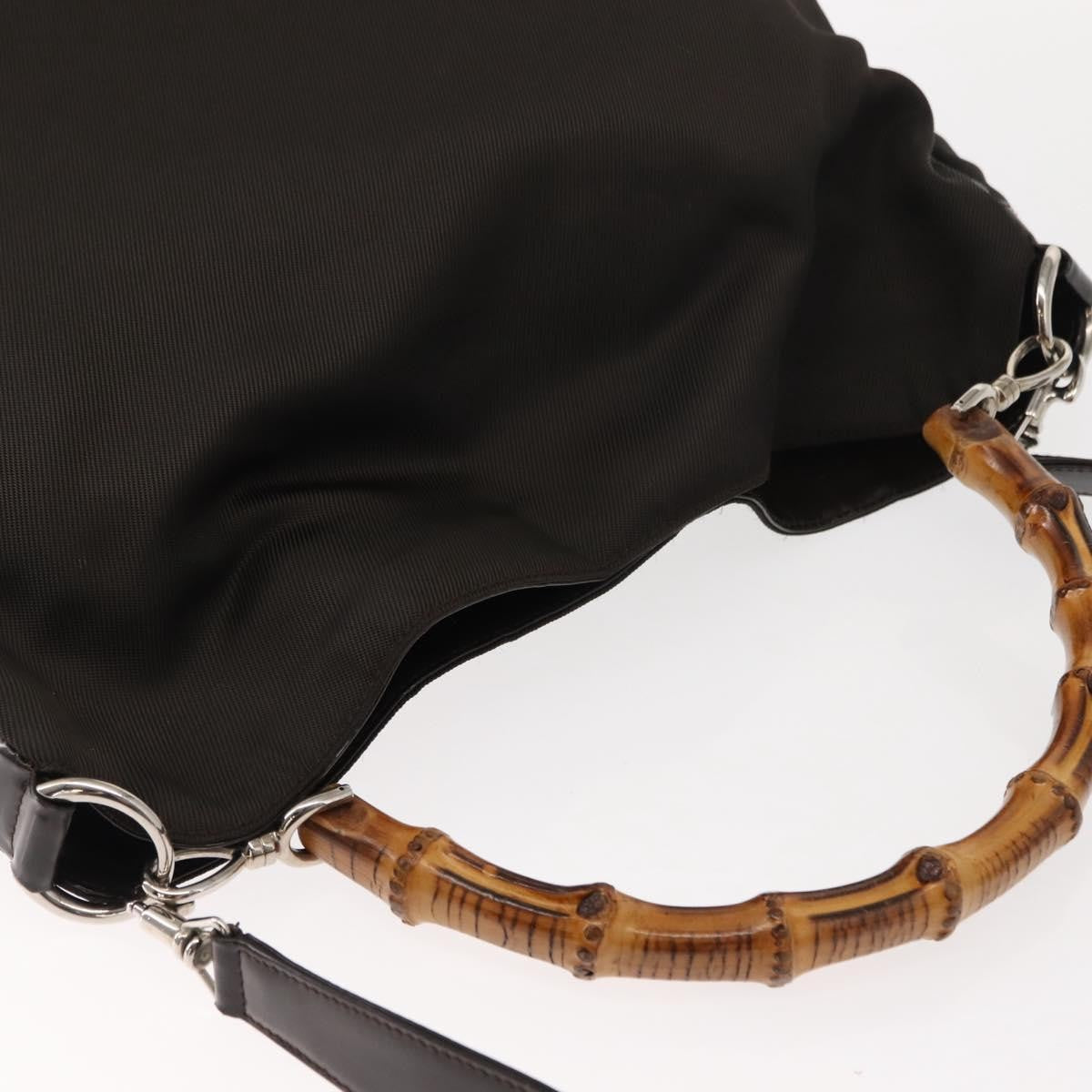 Gucci Vintage Bamboo Shoulder Bag Nylon Brown Nylon Shoulder Bag Bag (Pre-Owned)