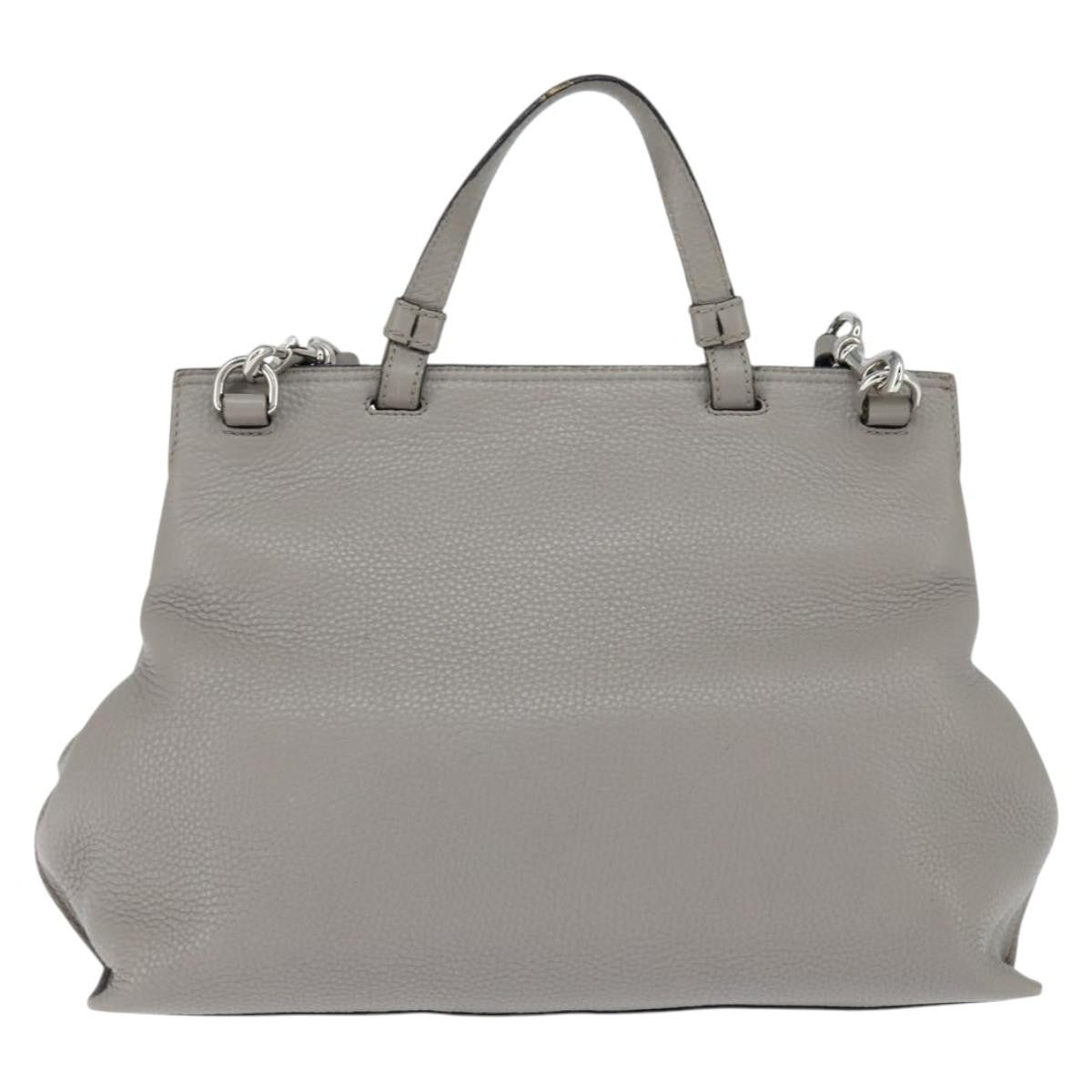 Gucci Bamboo Daily Top Handle Bag Leather Gray Leather Handbag (Pre-Owned)
