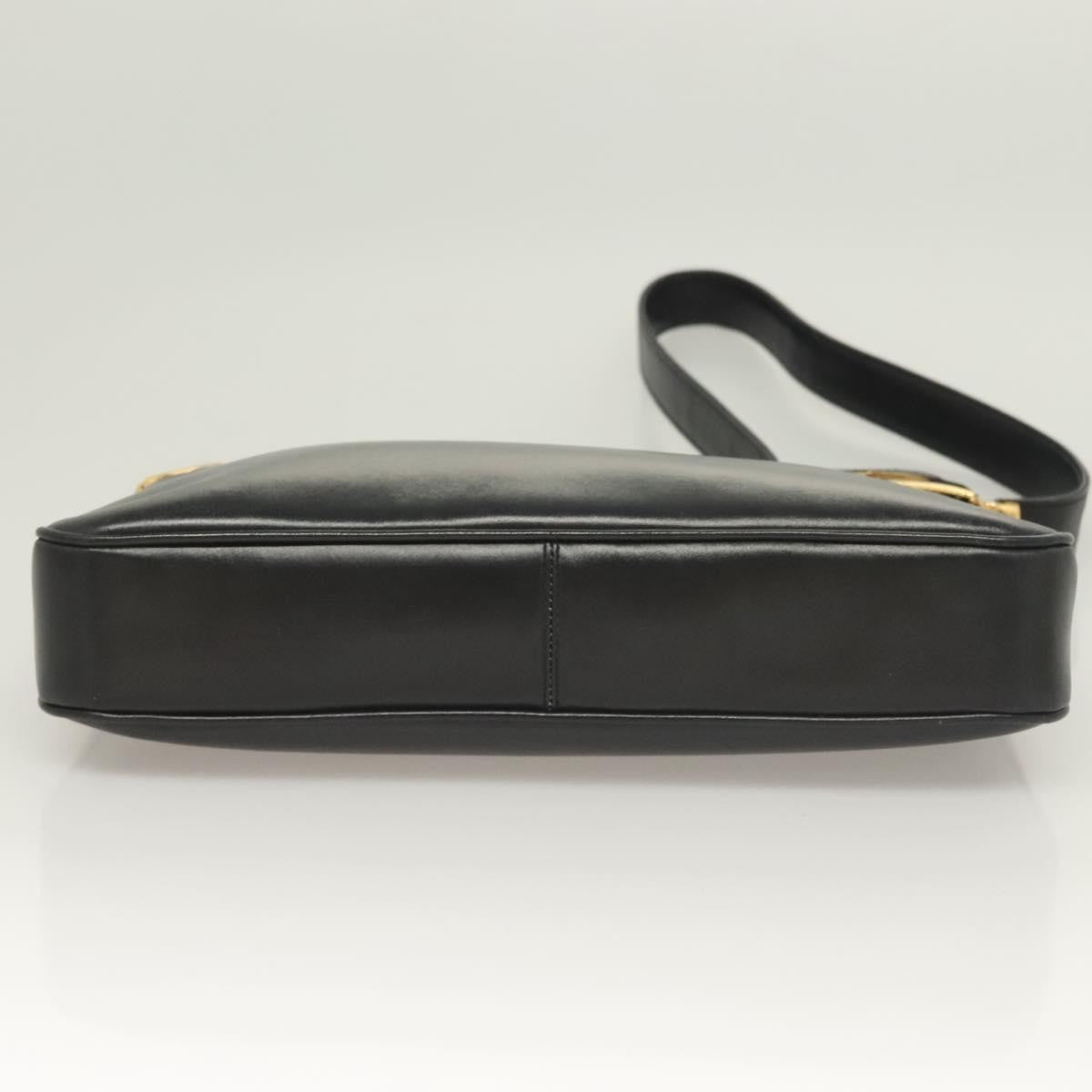 Gucci Vintage Shoulder Bag Leather Black Leather Shoulder Bag Bag (Pre-Owned)