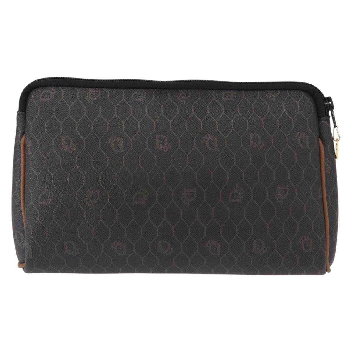 Christian Dior Vintage Honeycomb Zip Pouch Coated Canvas Black Pvc Clutche & Pouche Bag (Pre-Owned)