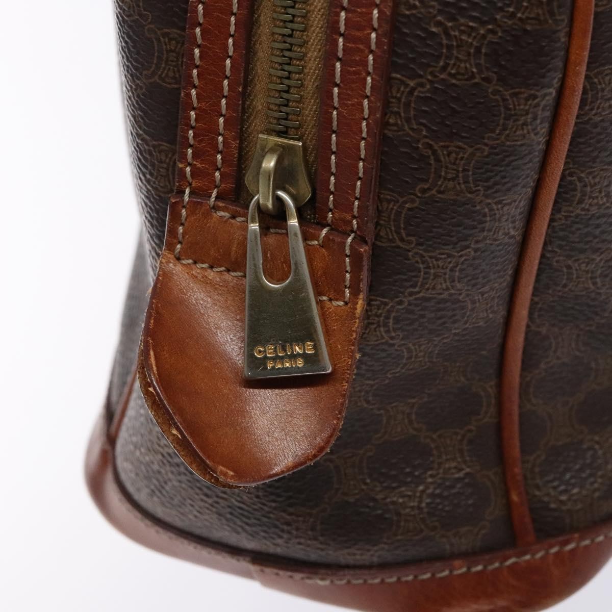 Celine Macadam Handbag Macadam With Leather Brown Canvas Handbag (Pre-Owned)