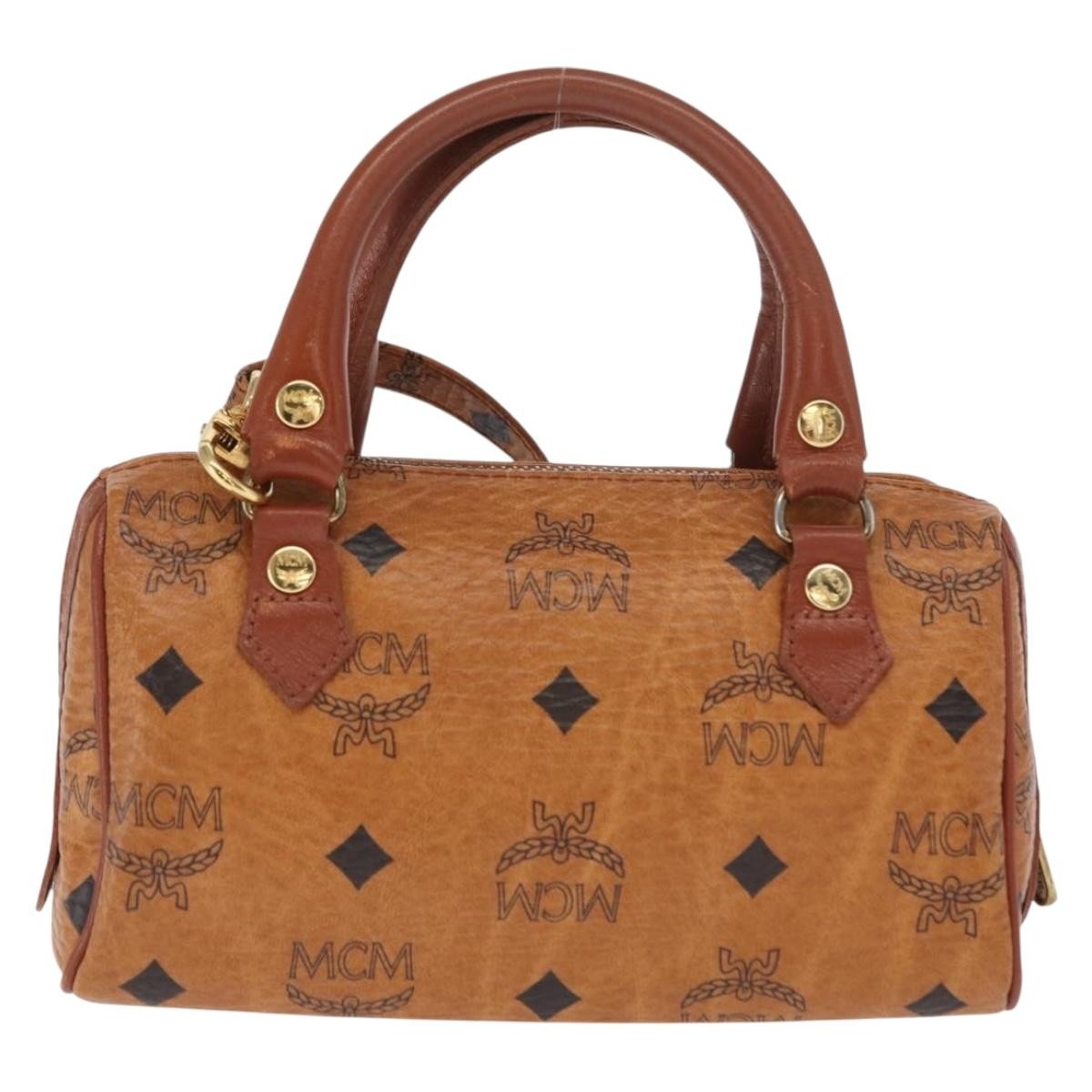MCM Visetos Handbag Canvas And Leather Brown Canvas Handbag (Pre-Owned)