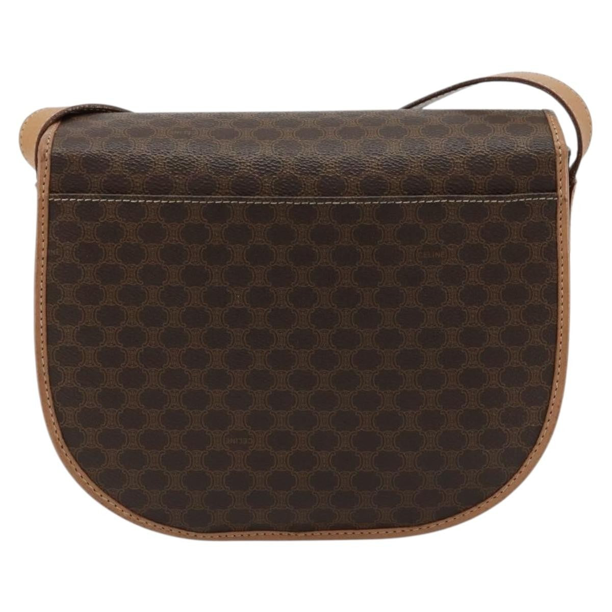 Celine Macadam Shoulder Bag Pvc Leather Brown Canvas Shoulder Bag Bag (Pre-Owned)
