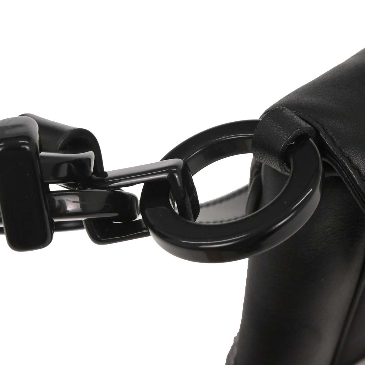 Salvatore Ferragamo Gancini Handbag Leather Black Leather Handbag (Pre-Owned)