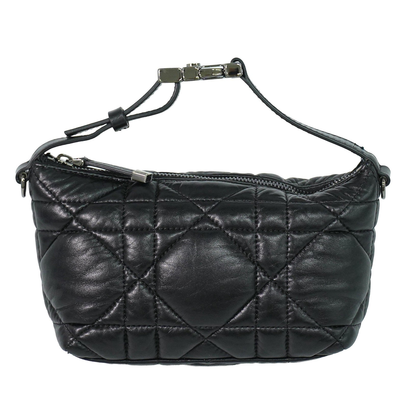 Christian Dior Diortravel Nomad Pouch Macrocannage Quilt Calfskin Black Leather Clutche & Pouche Bag (Pre-Owned)