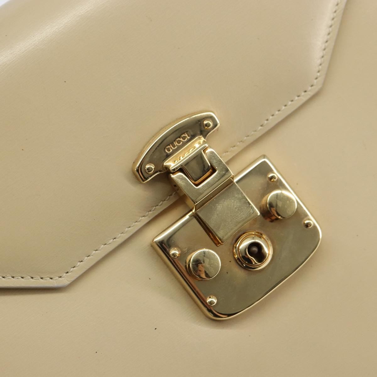 Gucci Vintage Lady Lock Top Handle Bag Leather Beige Leather Handbag (Pre-Owned)