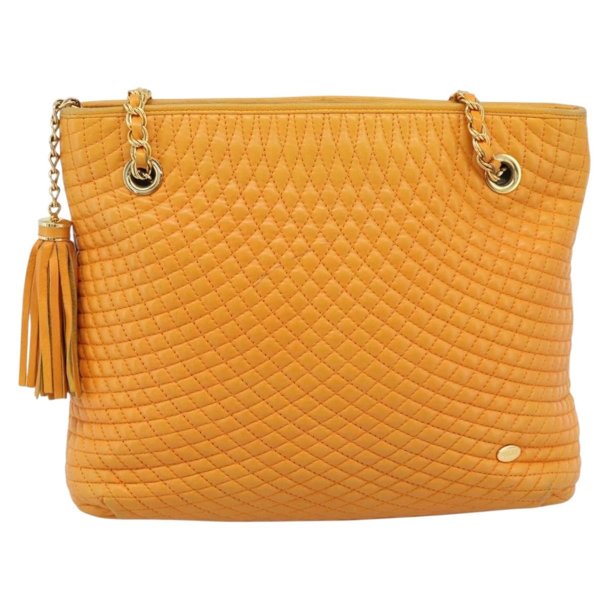 Bally Vintage Shoulder Bag Quilted Leather Orange Leather Shoulder Bag Bag (Pre-Owned)