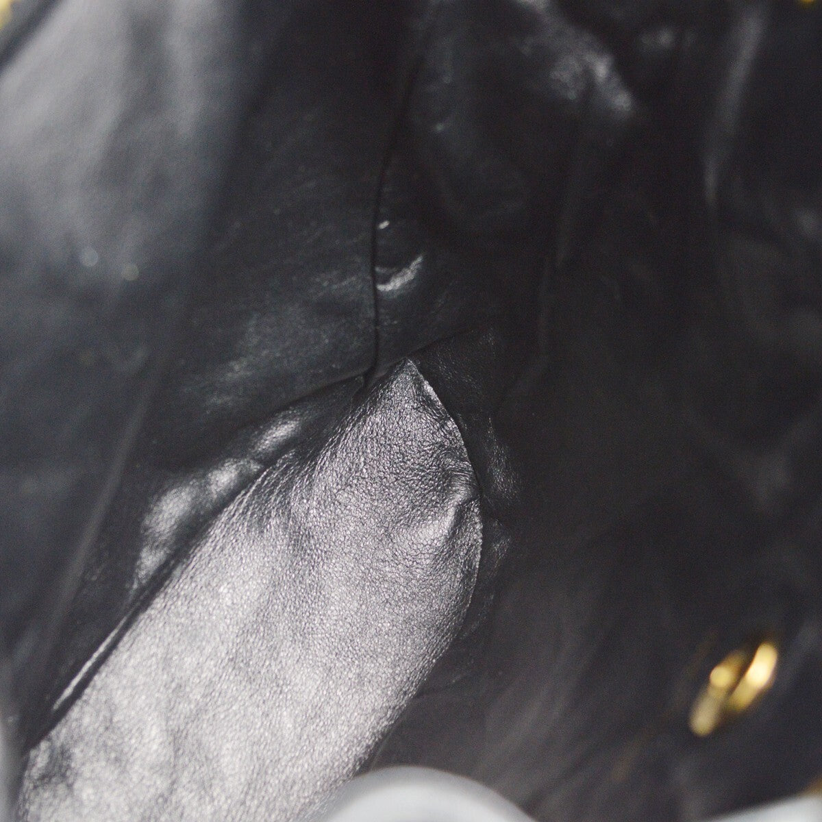 Chanel Duma Drawstring Backpack Quilted Leather Black Leather Backpack Bag (Pre-Owned)