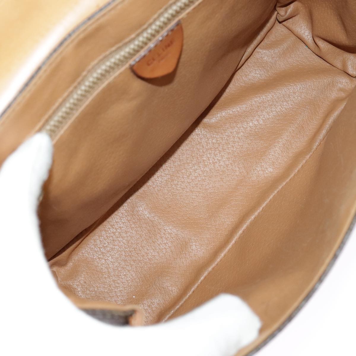 Celine Vintage Macadam Circle Logo Shoulder Bag Canvas And Leather Brown Canvas Shoulder Bag Bag (Pre-Owned)