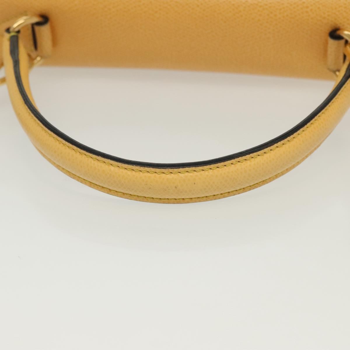 Celine Vintage Convertible Turnlock Top Handle Bag Leather Yellow Leather Bag (Pre-Owned)