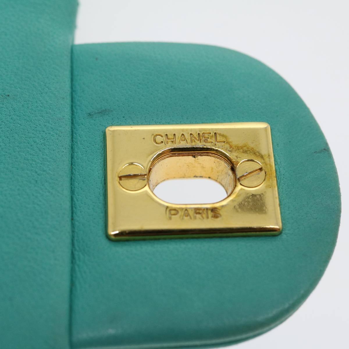 Chanel Vintage Square Classic Single Flap Bag Quilted Lambskin Blue Leather Bag (Pre-Owned)