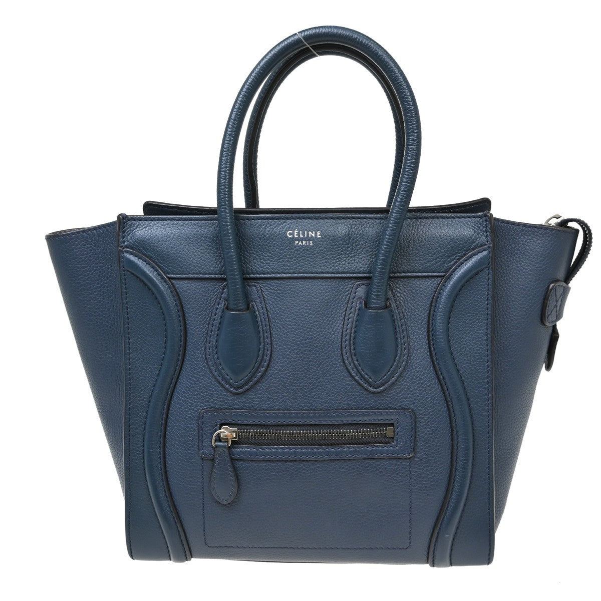 Celine Luggage Bag Smooth Leather Blue Leather Tote Bag Bag (Pre-Owned)