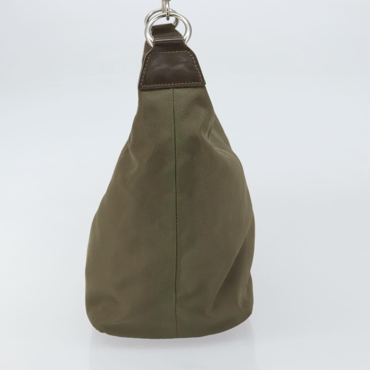 Gucci Vintage Bamboo Shoulder Bag Nylon Khaki Nylon Shoulder Bag Bag (Pre-Owned)
