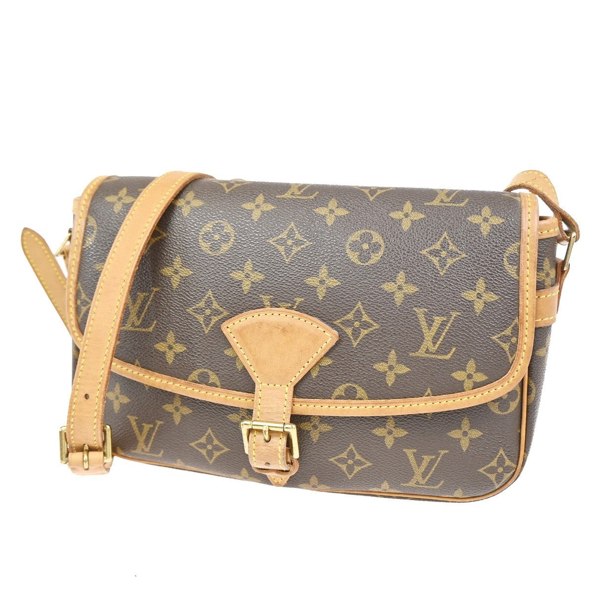 Louis Vuitton Sologne Handbag Monogram Canvas Brown Leather Shoulder Bag Bag (Pre-Owned)