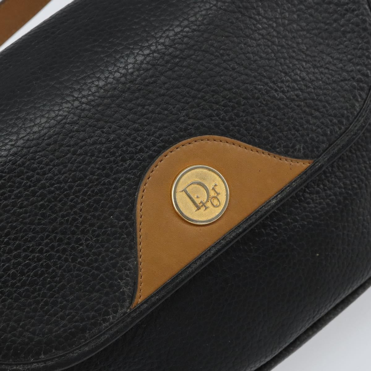 Christian Dior Vintage Shoulder Bag Leather Black Leather Shoulder Bag Bag (Pre-Owned)
