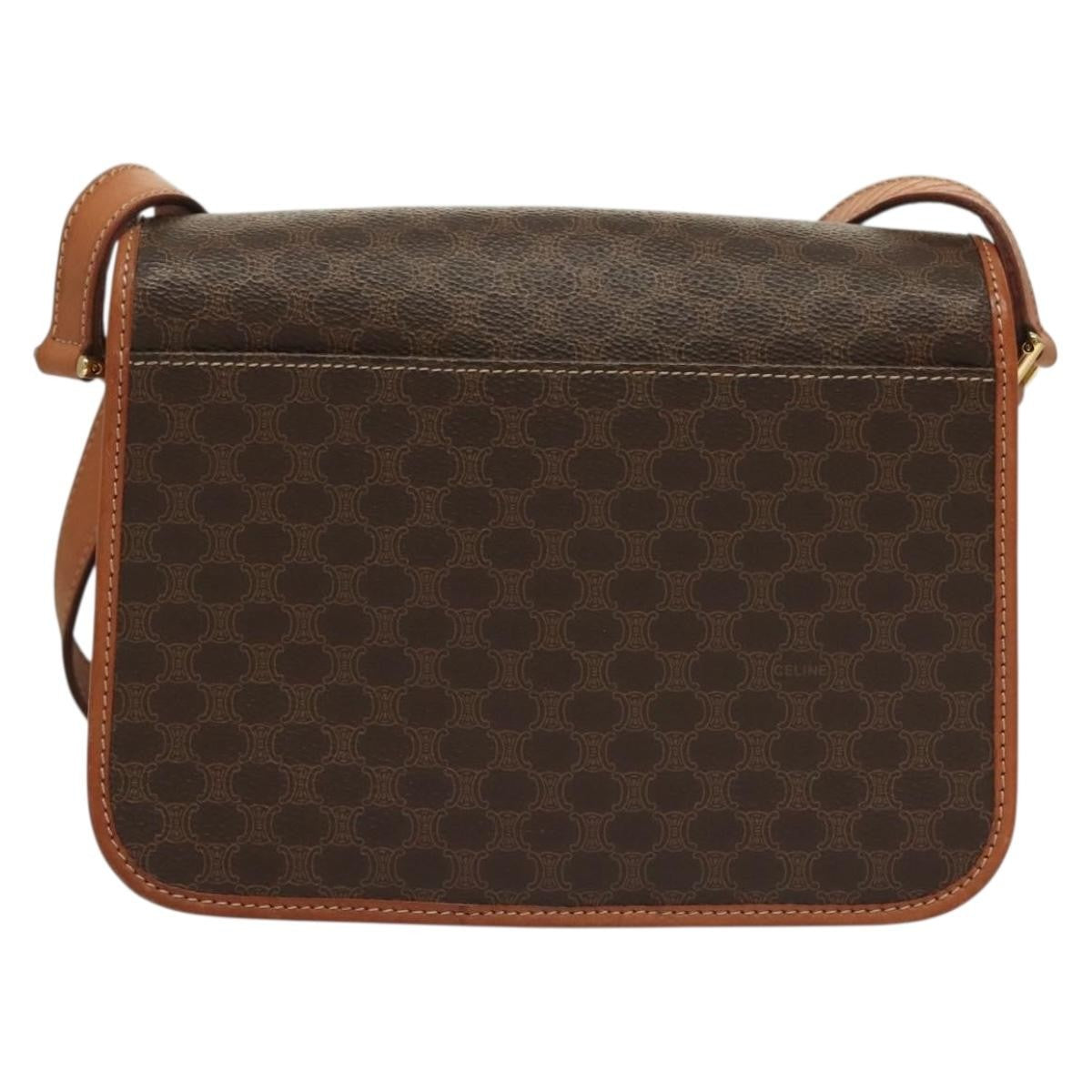 Celine Macadam Shoulder Bag Pvc Leather Brown Canvas Bag (Pre-Owned)