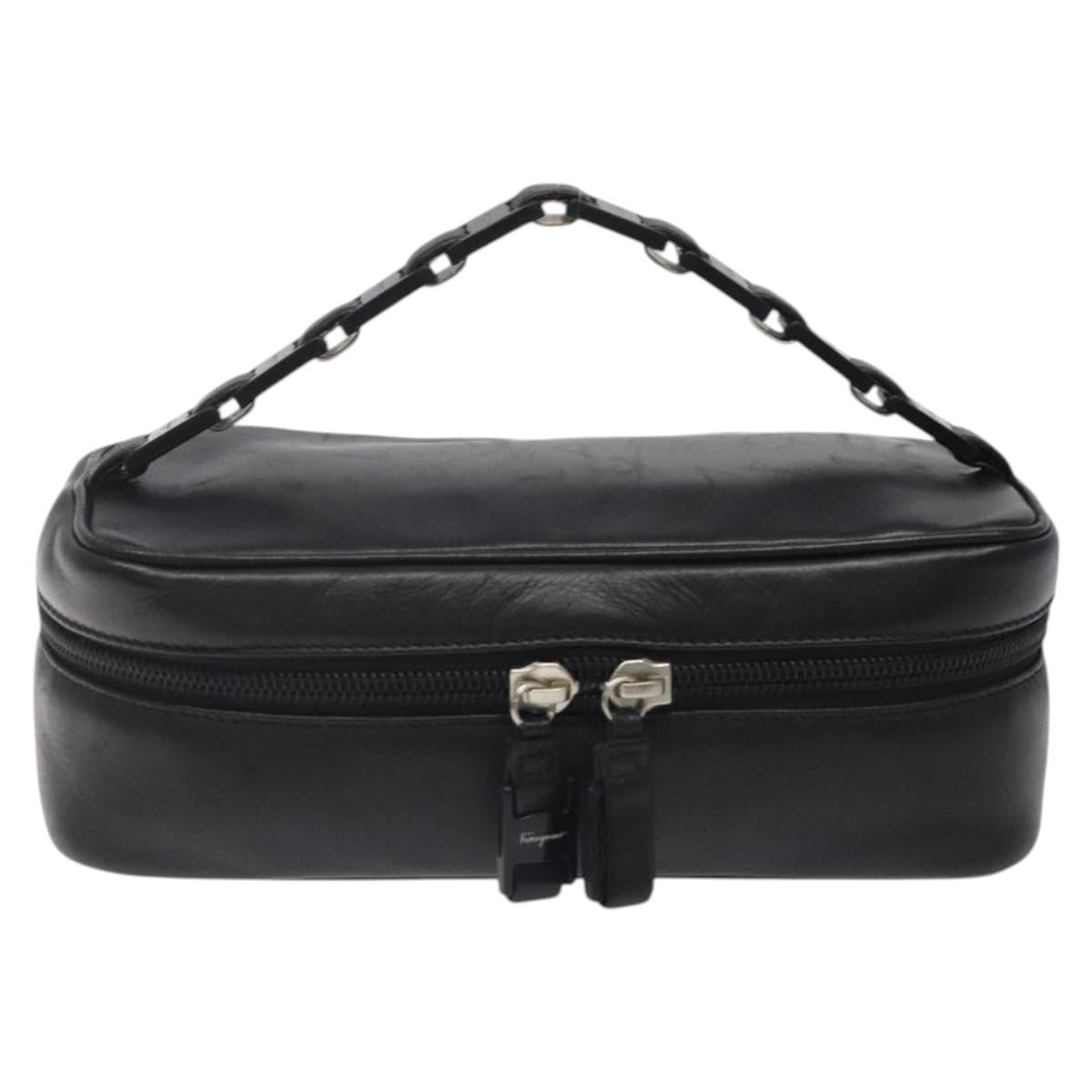 Salvatore Ferragamo Vala Clutch Bag Leather Black Leather Clutche & Pouche Bag (Pre-Owned)