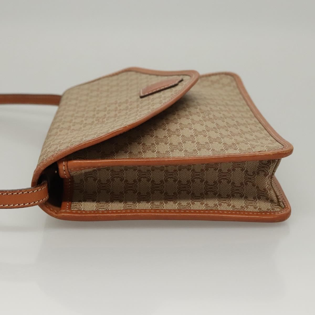 Celine Vintage Macadam Shoulder Bag Canvas And Leather Beige Canvas Shoulder Bag Bag (Pre-Owned)