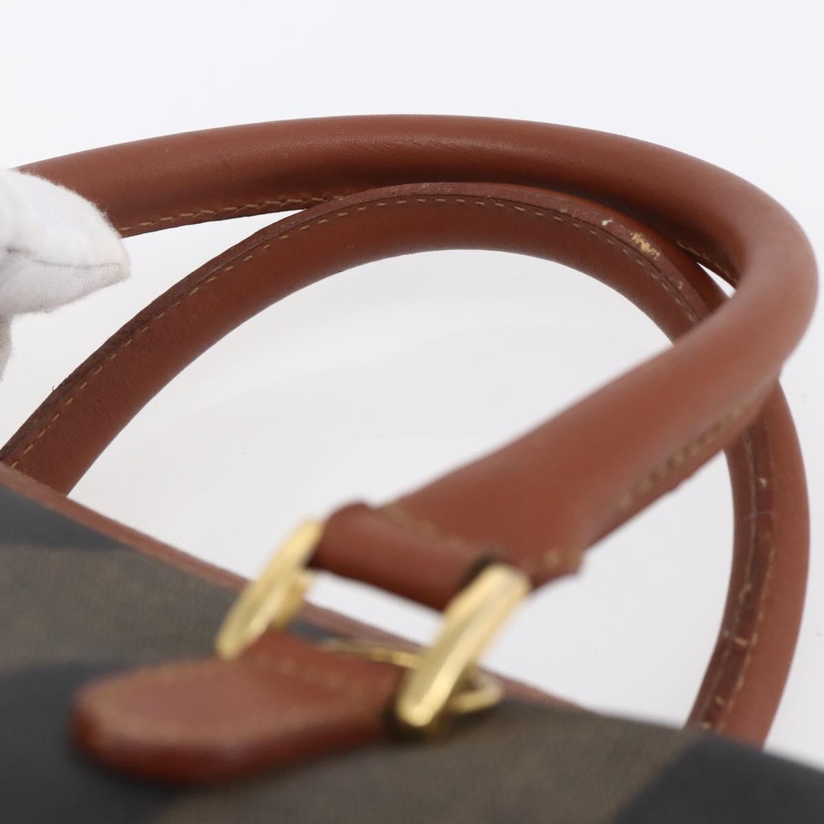 Fendi Vintage Pequin Convertible Boston Bag Coated Canvas Brown Canvas Handbag (Pre-Owned)