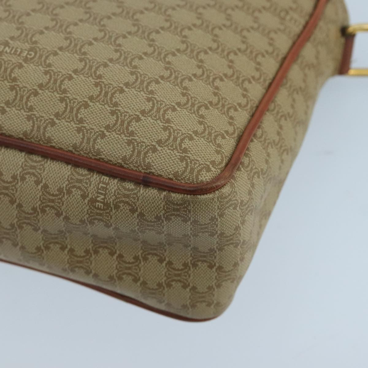 Celine Vintage Macadam Circle Logo Shoulder Bag Canvas And Leather Beige Canvas Shoulder Bag Bag (Pre-Owned)
