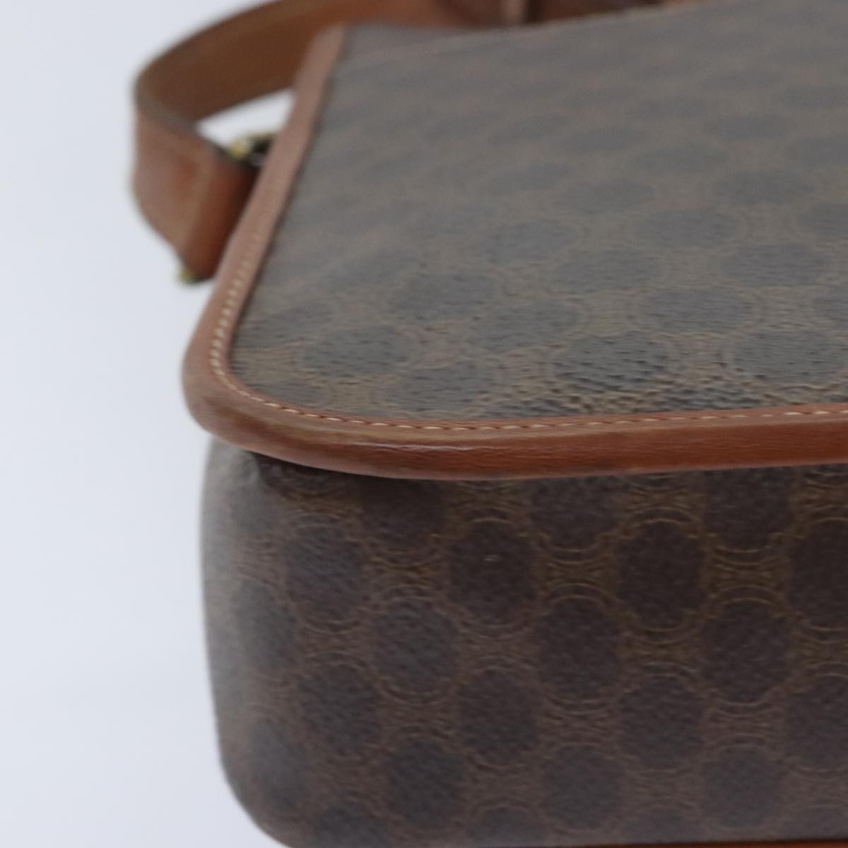 Celine Vintage Macadam Circle Logo Shoulder Bag Canvas And Leather Brown Canvas Shoulder Bag Bag (Pre-Owned)