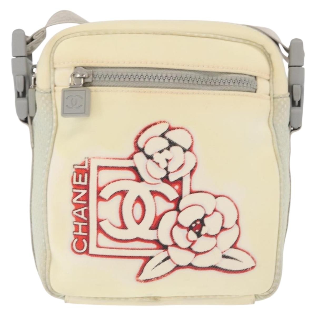 Chanel Sport Line Camera Crossbody Bag Nylon White Nylon Shoulder Bag Bag (Pre-Owned)