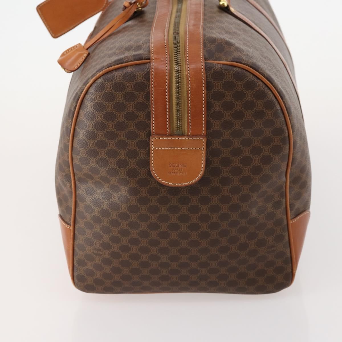 Celine Vintage Macadam Boston Bag Canvas And Leather Brown Pvc Handbag (Pre-Owned)