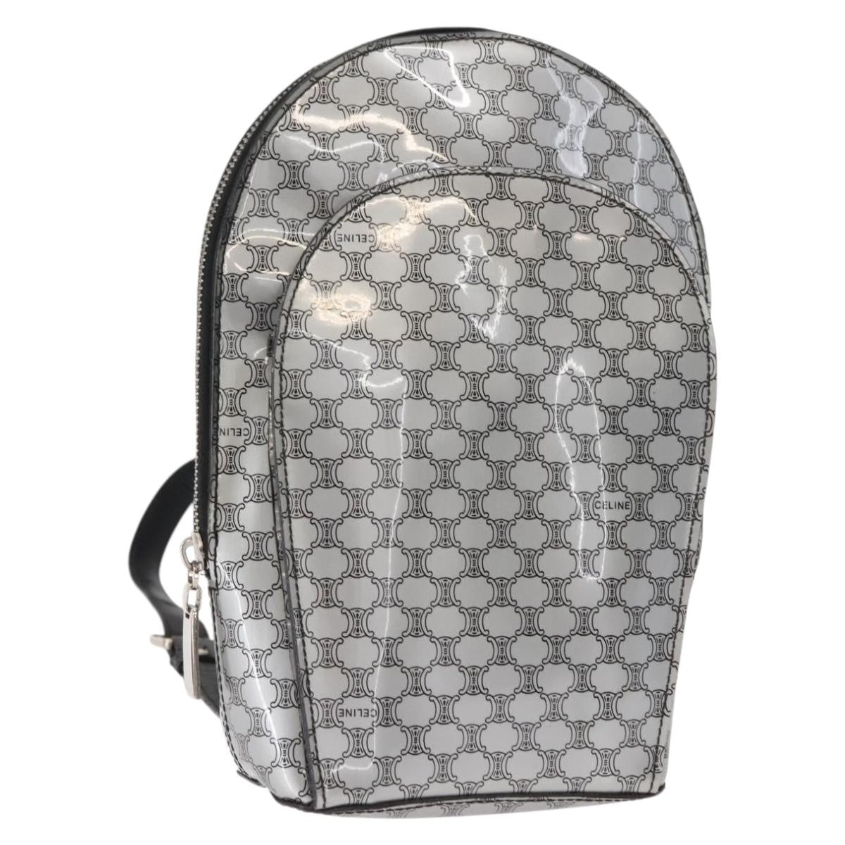 Celine Vintage Macadam Backpack Canvas And Leather Silver Pvc Backpack Bag (Pre-Owned)