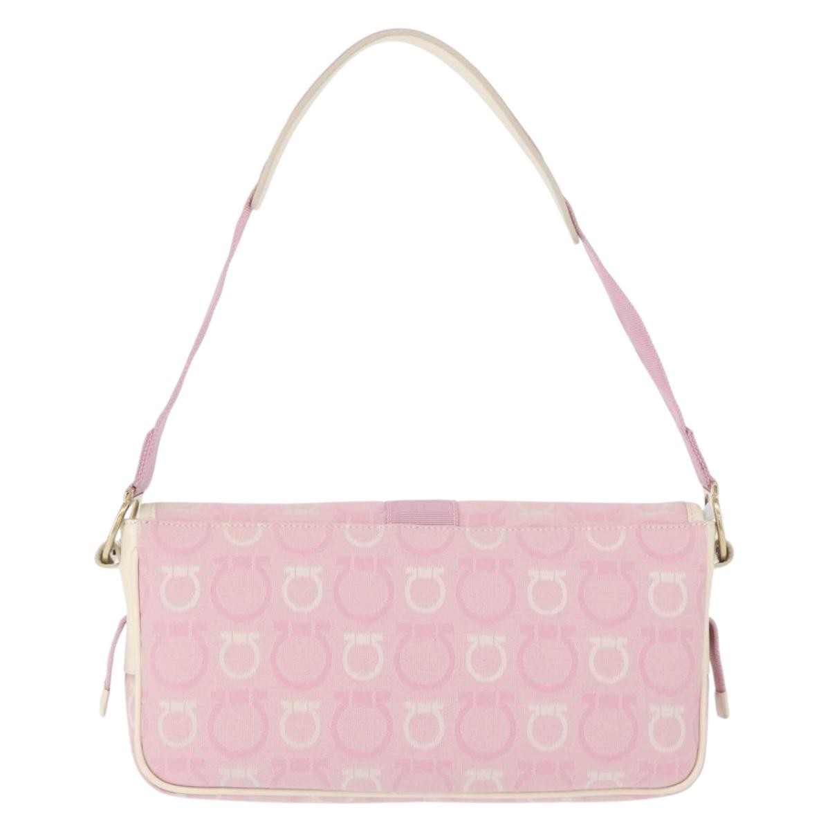 Salvatore Ferragamo Gancini Shoulder Bag Canvas Pink Canvas Shoulder Bag Bag (Pre-Owned)