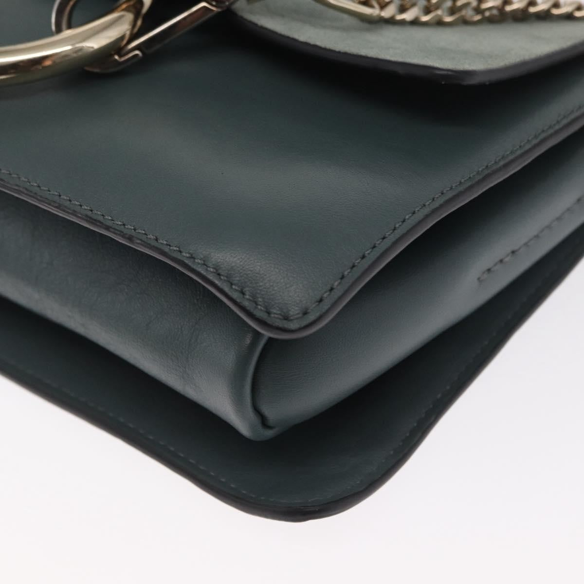 Chloe Faye Shoulder Bag Leather And Suede Green Leather Shoulder Bag Bag (Pre-Owned)