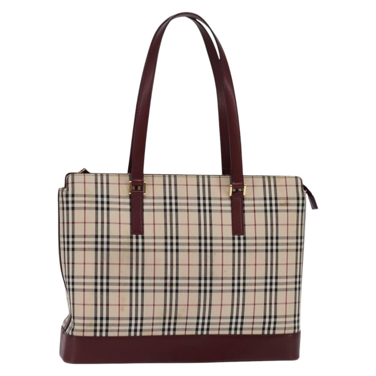 Burberry Nova Check Tote Canvas Check Pattern Beige Canvas Bag (Pre-Owned)
