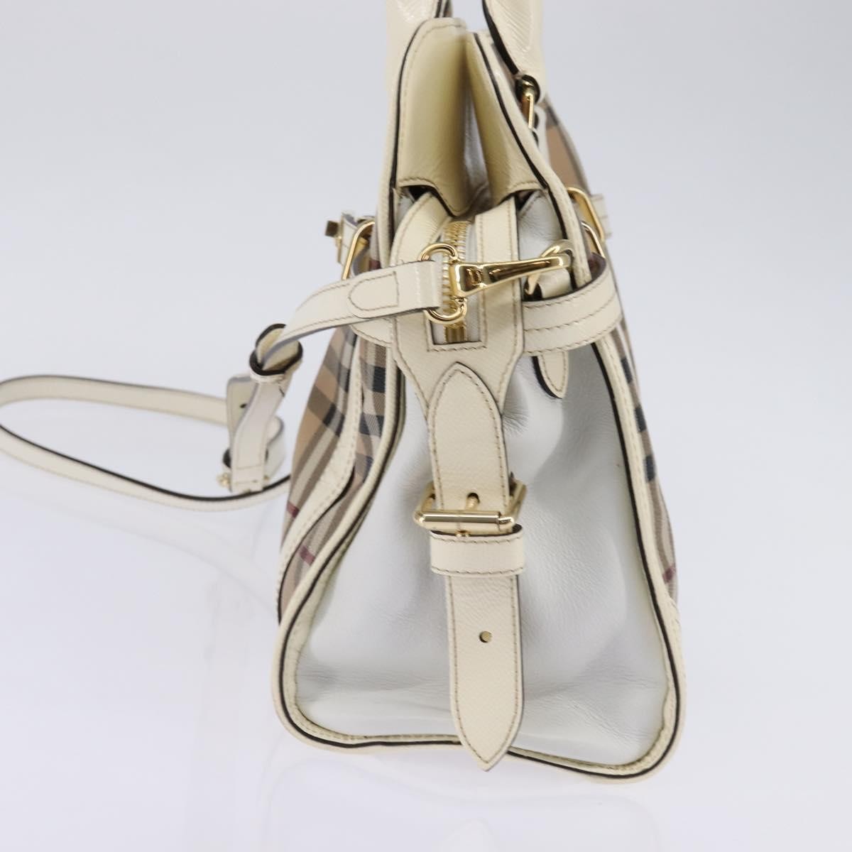 Burberry Minford Satchel Haymarket Coated Canvas Beige Canvas Tote Bag Bag (Pre-Owned)