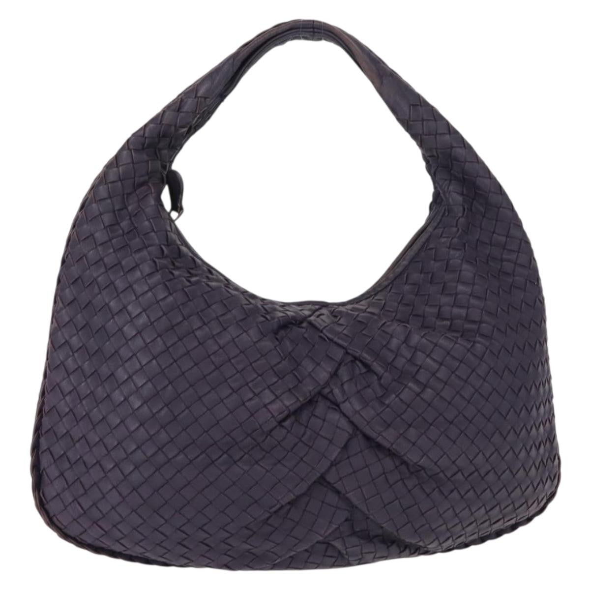 Bottega Veneta Veneta Hobo Pleated Intrecciato Nappa Purple Leather Shoulder Bag Bag (Pre-Owned)