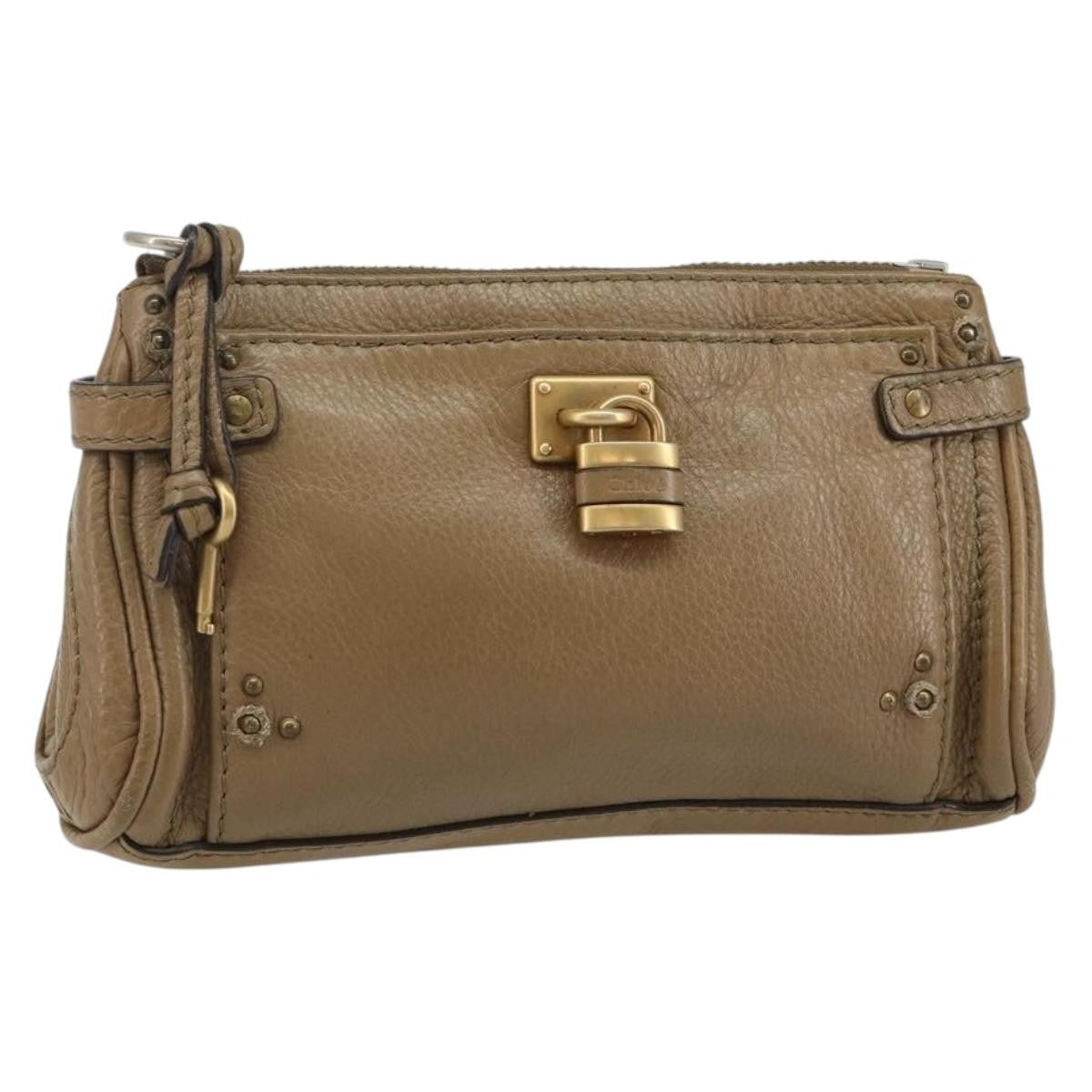 Chloe Paddington Pouch Leather Beige Leather Bag (Pre-Owned)
