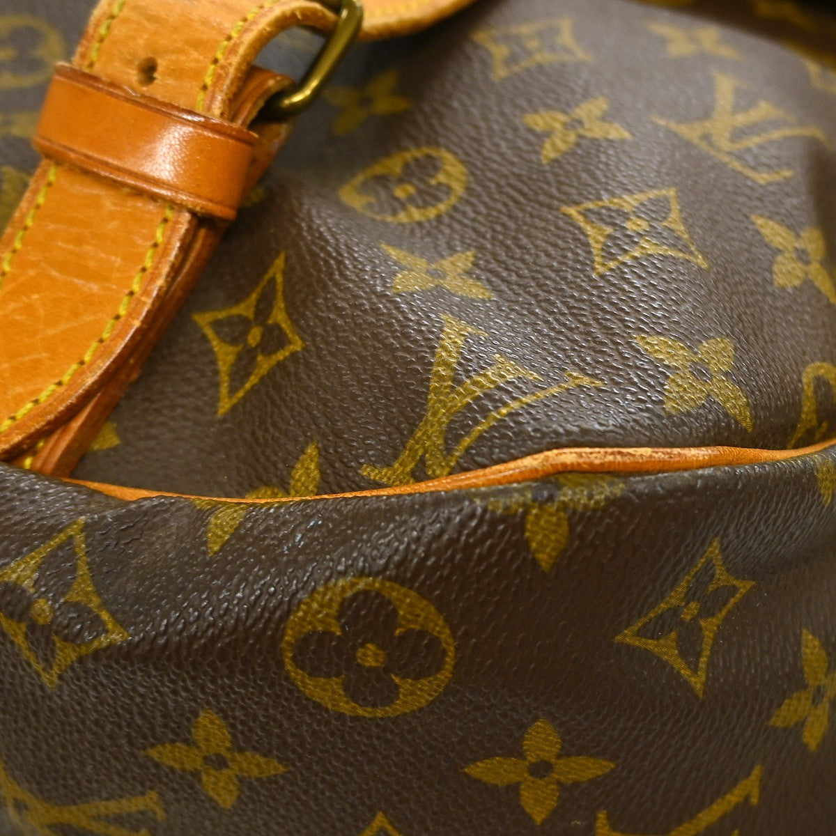 Louis Vuitton Saumur Handbag Monogram Canvas Brown Canvas Shoulder Bag Bag (Pre-Owned)