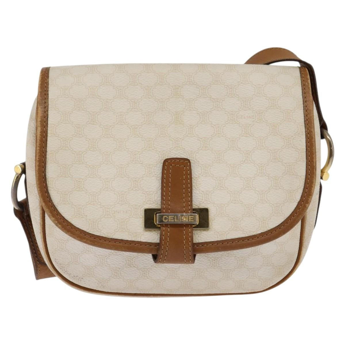 Celine Vintage Macadam Shoulder Bag Canvas And Leather Ecru Canvas Shoulder Bag Bag (Pre-Owned)
