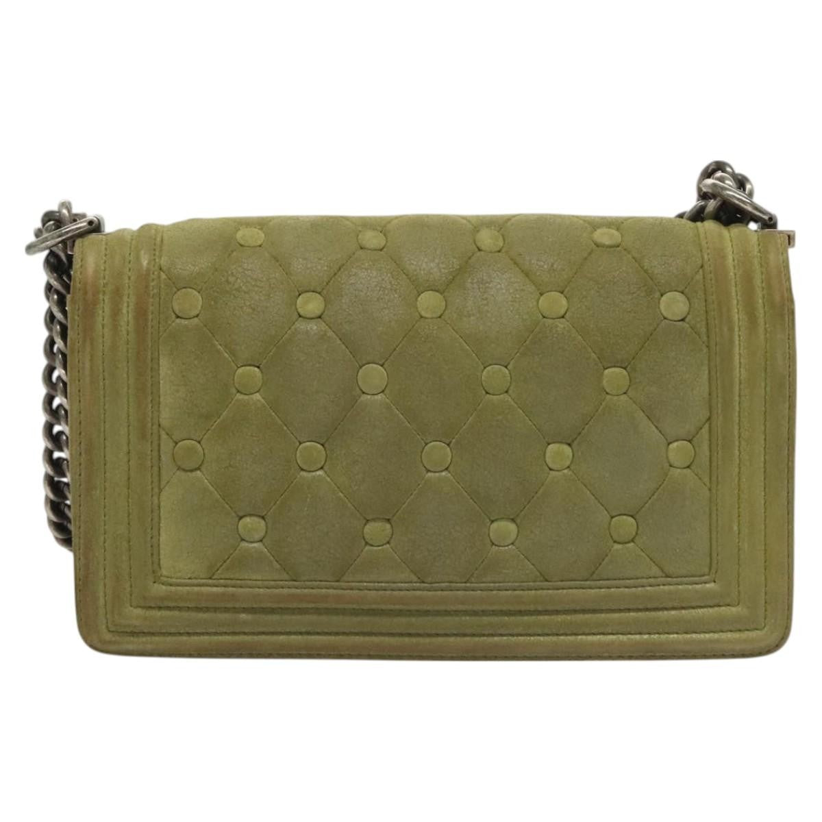 Chanel Celtic Boy Flap Bag Suede Green Suede Shoulder Bag Bag (Pre-Owned)