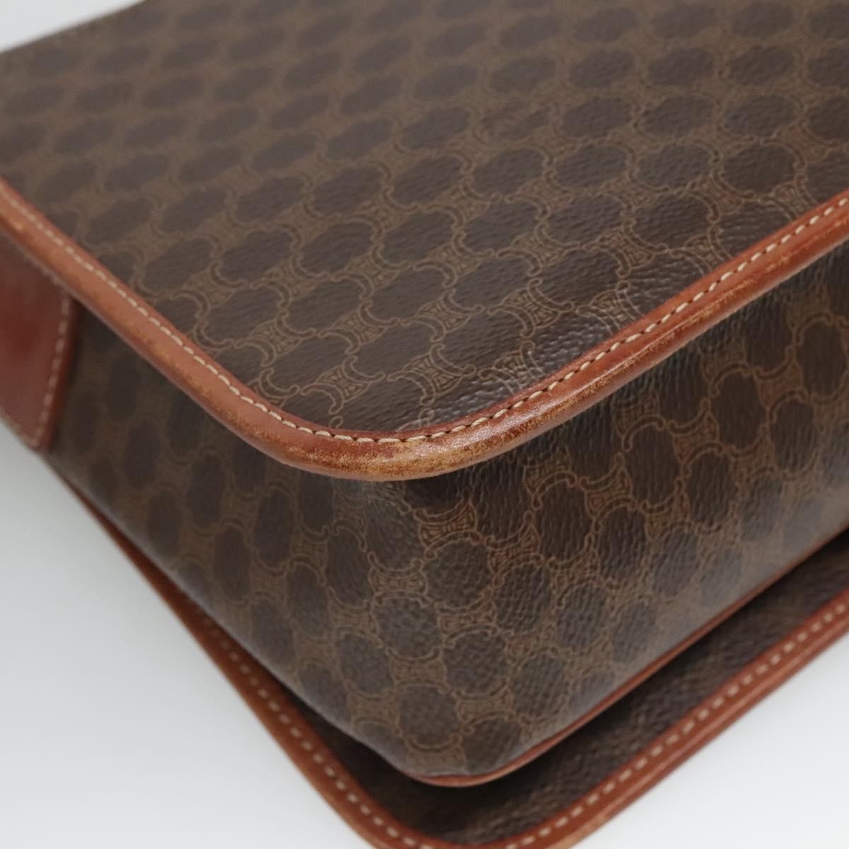 Celine Vintage Macadam Shoulder Bag Canvas And Leather Brown Canvas Shoulder Bag Bag (Pre-Owned)
