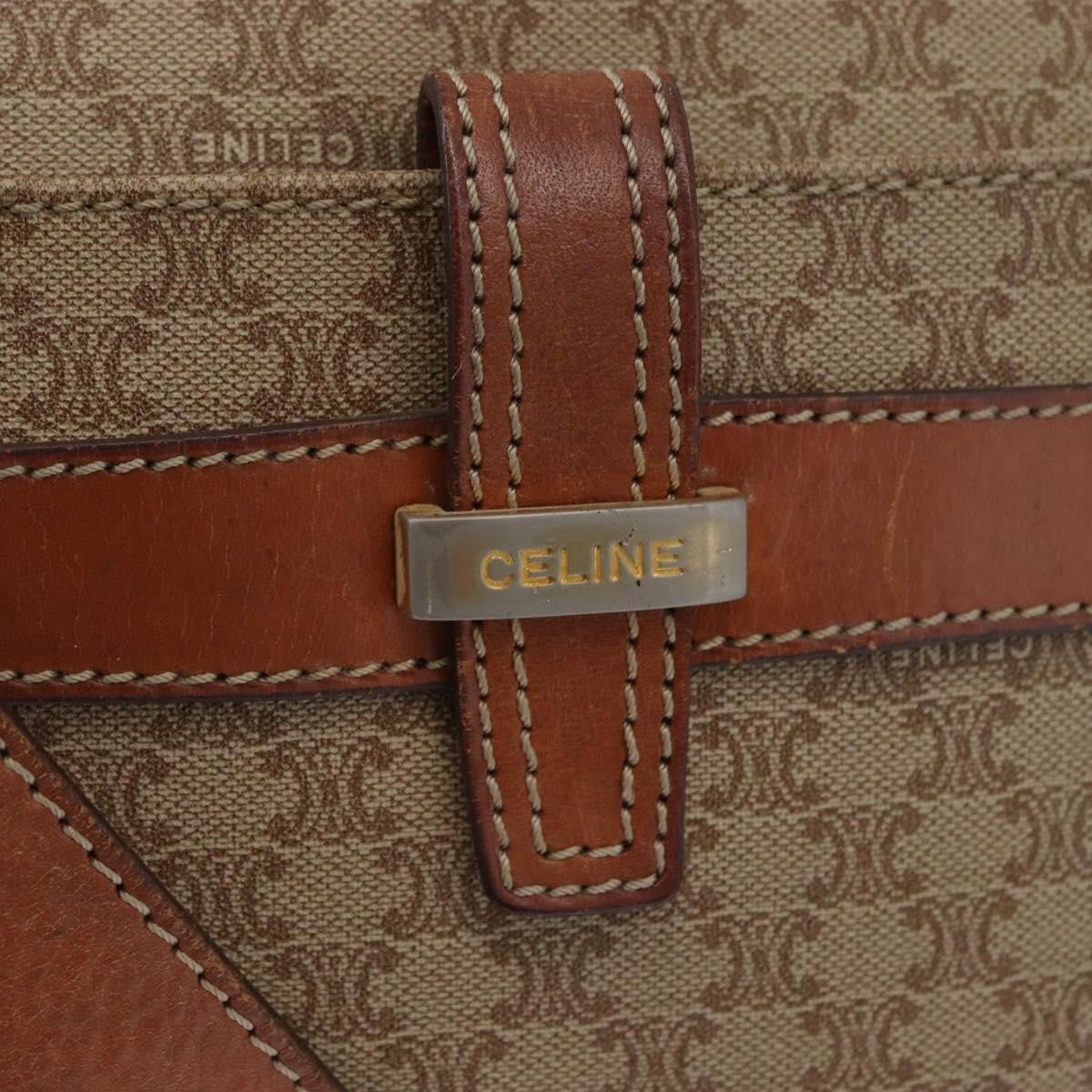 Celine Vintage Macadam Shoulder Bag Canvas And Leather Beige Canvas Shoulder Bag Bag (Pre-Owned)