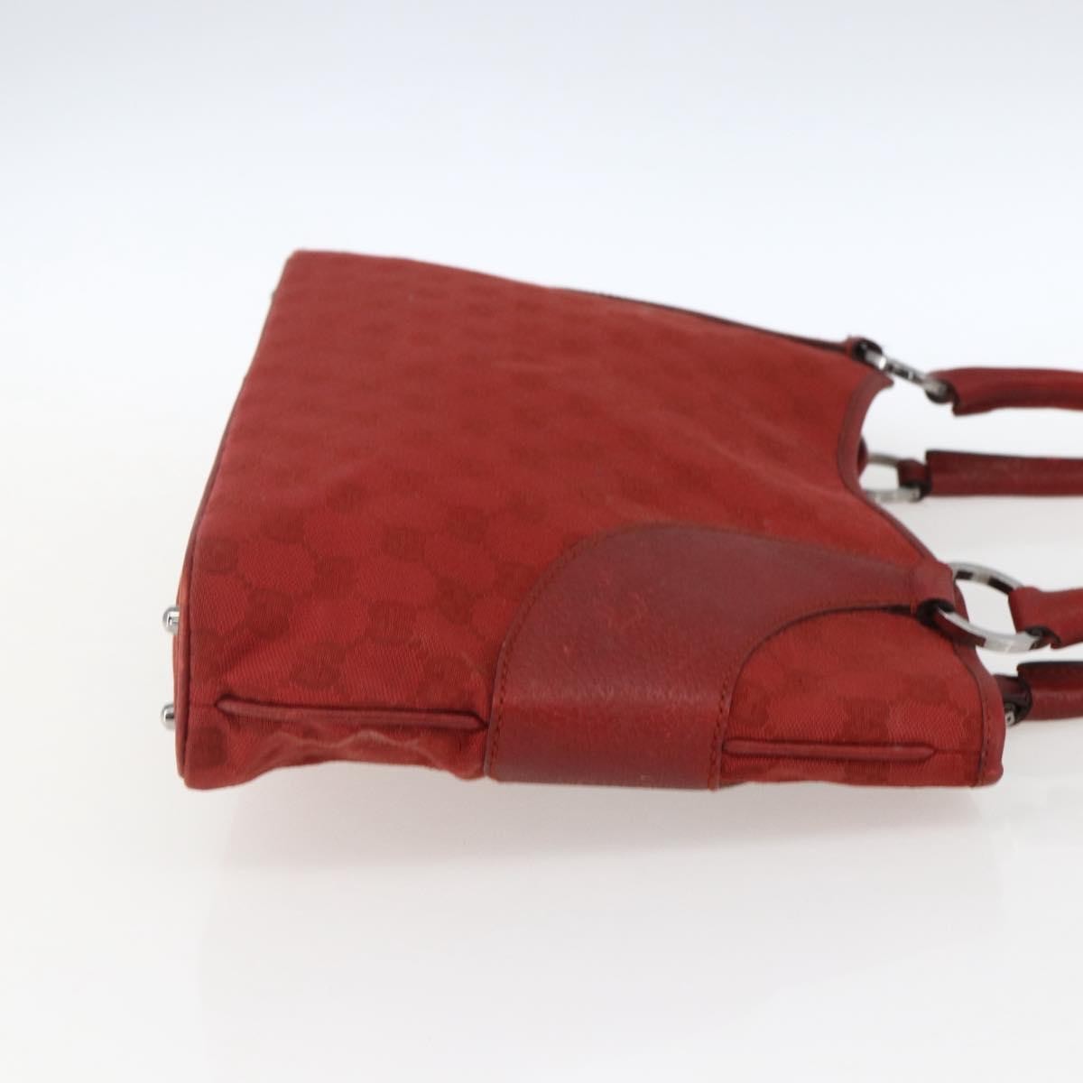 Gucci Vintage Ring Tote Gg Canvas With Leather Red Canvas Handbag (Pre-Owned)