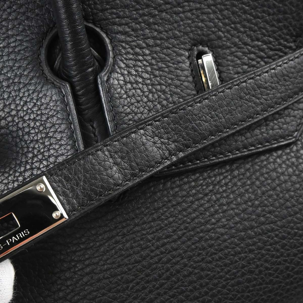 Hermes Birkin Handbag Black Togo With Palladium Hardware Black Leather Handbag (Pre-Owned)